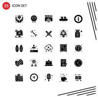 Pack of 25 Modern Solid Glyphs Signs and Symbols for Web Print Media such as line conveyor spring box setting Editable Vector Design Elements