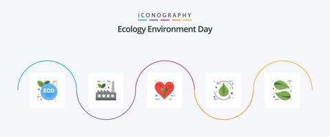 paquete de iconos de ecología plana 5 que incluye la naturaleza. medioambiente. biografía ecología. naturaleza vector