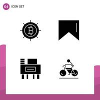 conjunto de glifos sólidos universales para aplicaciones web y móviles bitcoin bike flag school ciclismo elementos de diseño vectorial editables vector