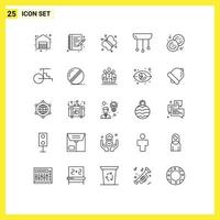 paquete de iconos vectoriales de stock de 25 signos y símbolos de línea para decoraciones interiores de moscas ligeras de galletas elementos de diseño vectorial editables vector