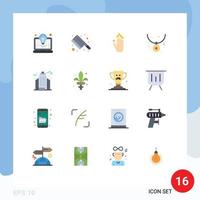 Modern Set of 16 Flat Colors and symbols such as bulb up solution knife fashion Editable Pack of Creative Vector Design Elements