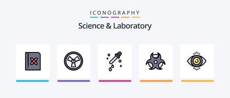 la línea de ciencia llenó el paquete de 5 íconos que incluye . ciencia. idea. rompecabezas. ciencia. diseño de iconos creativos vector