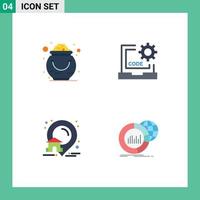 Group of 4 Flat Icons Signs and Symbols for fortune programming patrick coding house Editable Vector Design Elements