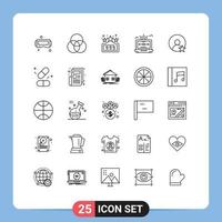 25 User Interface Line Pack of modern Signs and Symbols of profile rating fun draw vector Editable Vector Design Elements