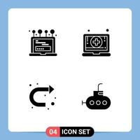 Editable Vector Line Pack of 4 Simple Solid Glyphs of install sign computer medical right Editable Vector Design Elements