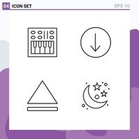 Pack of 4 Modern Filledline Flat Colors Signs and Symbols for Web Print Media such as amplifier moon speaker symbol space Editable Vector Design Elements