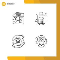 4 Thematic Vector Filledline Flat Colors and Editable Symbols of appliances appraisal cooking summer school Editable Vector Design Elements