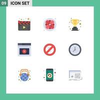 Stock Vector Icon Pack of 9 Line Signs and Symbols for no water fasting reward media web Editable Vector Design Elements