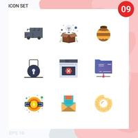 9 Universal Flat Colors Set for Web and Mobile Applications security lock pad offer key pongal Editable Vector Design Elements