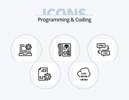 paquete de iconos de línea de programación y codificación 5 diseño de iconos. desarrollo. bicho. programador. programación. desarrollo vector