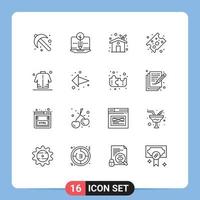 paquete de iconos de vector de stock de 16 signos y símbolos de línea para hombre chaqueta eco hogar pieza de queso queso elementos de diseño vectorial editables