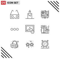 paquete de iconos de vector de stock de 9 signos y símbolos de línea para el presente diseño web de fotos signo de imagen elementos de diseño vectorial editables