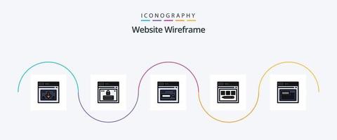 paquete de iconos de 5 planos llenos de línea de estructura alámbrica del sitio web que incluye web. Internet. sitio web. buscar. web vector