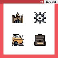 Stock Vector Icon Pack of 4 Line Signs and Symbols for aurangabad fort learning lalbagh marketing process folder Editable Vector Design Elements