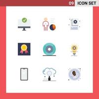 Set of 9 Modern UI Icons Symbols Signs for medal badges management badge gear Editable Vector Design Elements