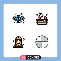 Set of 4 Modern UI Icons Symbols Signs for earth female green drink worker Editable Vector Design Elements