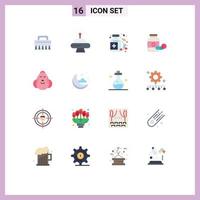 User Interface Pack of 16 Basic Flat Colors of brush tablet abduction bottle pill Editable Pack of Creative Vector Design Elements