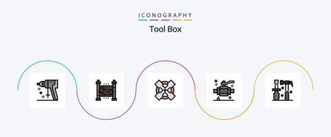 paquete de iconos de 5 planos llenos de línea de herramientas que incluye destornillador. construcción. herramientas. válvula. construcción vector