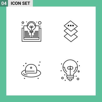 4 Line concept for Websites Mobile and Apps study hat idea square big idea Editable Vector Design Elements