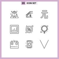 Stock Vector Icon Pack of 9 Line Signs and Symbols for photography image currency camera chart Editable Vector Design Elements