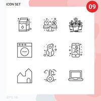 Pack of 9 Modern Outlines Signs and Symbols for Web Print Media such as woman female plant eight march delete Editable Vector Design Elements