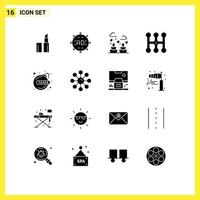 Set of 16 Commercial Solid Glyphs pack for tax debt growth bomb manual Editable Vector Design Elements