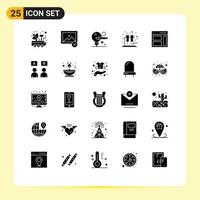 25 User Interface Solid Glyph Pack of modern Signs and Symbols of sidebar interface bulb communication test Editable Vector Design Elements