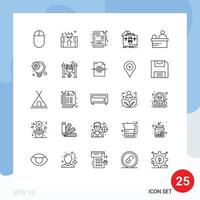 conjunto de 25 iconos de ui modernos símbolos signos para billete maletín carpeta de salud bolsa elementos de diseño vectorial editables vector