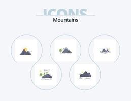 Mountains Flat Icon Pack 5 Icon Design. nature. hill. mountain. sun. nature vector