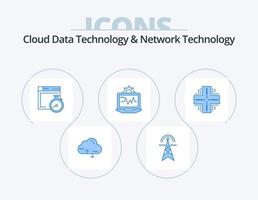 Cloud Data Technology And Network Technology Blue Icon Pack 5 Icon Design. computing. setting. computing. computer. computing vector