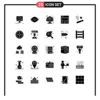 Universal Icon Symbols Group of 25 Modern Solid Glyphs of implementation stages food smoking no Editable Vector Design Elements