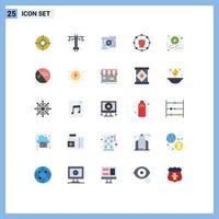 Set of 25 Commercial Flat Colors pack for plus network money protection computing Editable Vector Design Elements