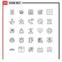 25 Universal Line Signs Symbols of nature wardrobe arts interior shield Editable Vector Design Elements