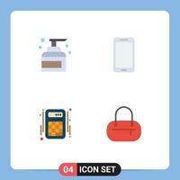 User Interface Pack of 4 Basic Flat Icons of cleaning samsung product smart phone interaction Editable Vector Design Elements