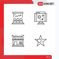 Set of 4 Commercial Filledline Flat Colors pack for presentation market team computer shop Editable Vector Design Elements