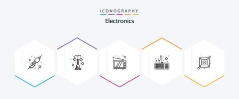 Electronics 25 Line icon pack including plug. electric. retro. keyboard. computer vector