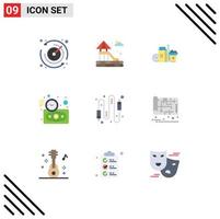 Pack of 9 creative Flat Colors of computer audio milk time investment Editable Vector Design Elements