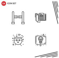 Set of 4 Modern UI Icons Symbols Signs for entrance cauldron phone call scary Editable Vector Design Elements