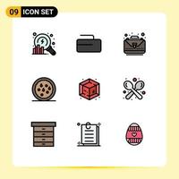 Universal Icon Symbols Group of 9 Modern Filledline Flat Colors of coffee process case creative snack Editable Vector Design Elements
