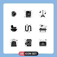 Group of 9 Modern Solid Glyphs Set for hospital indicator instrument directional easter Editable Vector Design Elements