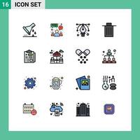 Pictogram Set of 16 Simple Flat Color Filled Lines of healthcare garbage team delete basket Editable Creative Vector Design Elements