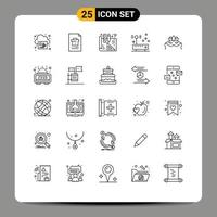 Group of 25 Modern Lines Set for venetian mask report network hardware Editable Vector Design Elements