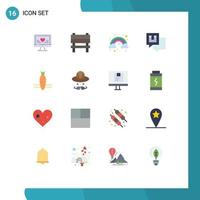 16 iconos creativos signos y símbolos modernos de muebles de boda de arco iris de computadora charlando paquete editable de elementos creativos de diseño de vectores