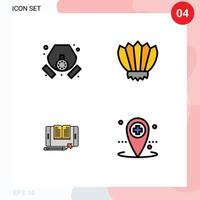 Pack of 4 creative Filledline Flat Colors of gas application waste flippers smartphone Editable Vector Design Elements