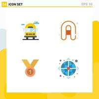 4 User Interface Flat Icon Pack of modern Signs and Symbols of city award van travel medal Editable Vector Design Elements