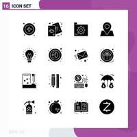 Modern Set of 16 Solid Glyphs and symbols such as creative location connect pointer file Editable Vector Design Elements