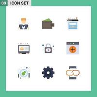 9 Creative Icons Modern Signs and Symbols of lock designer browser control adjustment Editable Vector Design Elements