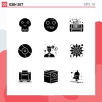 9 Universal Solid Glyphs Set for Web and Mobile Applications man device mobile disk cd Editable Vector Design Elements