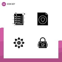 Set of 4 Modern UI Icons Symbols Signs for check decoration file file hindu Editable Vector Design Elements