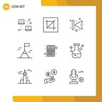 Stock Vector Icon Pack of 9 Line Signs and Symbols for finance nature tool mountain left Editable Vector Design Elements